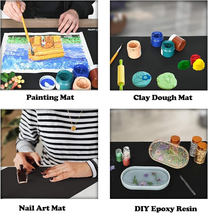 Sapid Large Silicone Sheet for Crafts Silicone Mat for Resin Art Painting | Extra Thick Jewelry Casting Mats, Nonstick Nonslip for Epoxy Resin, Art Painting, Heat-Resistant Counter Mat 20"x27.9", Black
