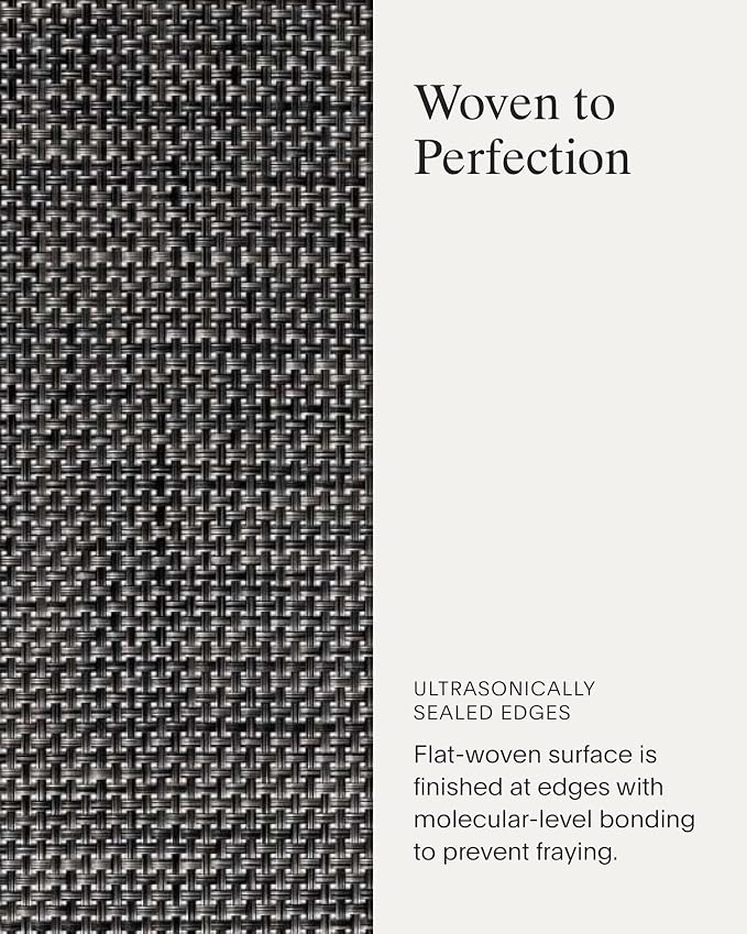 Chilewich Basketweave Placemats, Woven Round Placemats Set of 4 | Reusable, Stain-Resistant, Indoor/Outdoor Tabletop Protection, Carbon, 15"