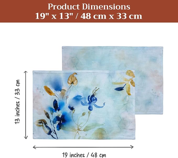 Maison d' Hermine Placemats Set of 4 Reusable 100% Cotton (13"x19") | Cloth Place Mats Washable Table Mats for Kitchen Dining Party Wedding Hotel Home Restaurant Spring Summer - Lazy Summer Days