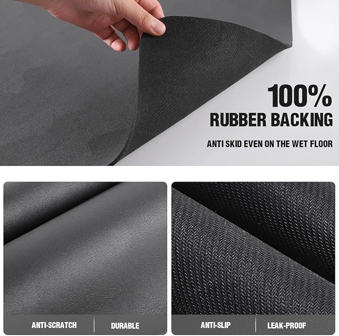 DK177 Coffee Mat - Dish Drying Mat for Kitchen Counter, Hide Stain, Absorbent with Waterproof Rubber Backing, Fit Kitchen Dish Rack Bar Accessories (Dark Gray, 31.5" x 17")