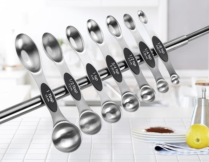 Spring Chef Magnetic Measuring Cups & Spoons Set of 16, Patented, Black | Stackable Stainless Steel Measuring Cups & Heavy Duty Metal Measuring Spoons with Levelers for Dry & Liquid Ingredients