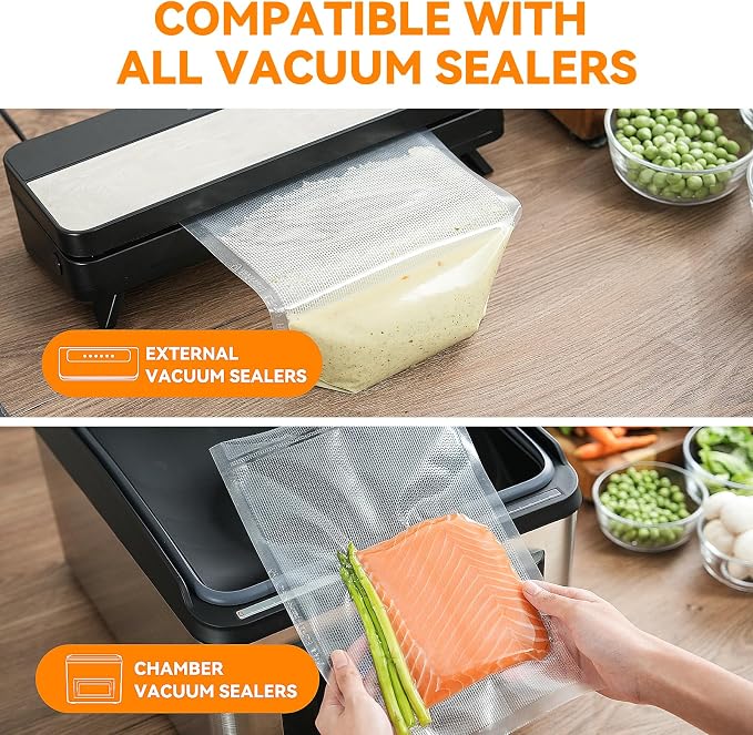 Wevac Quart Vacuum Sealer Bags for Food,8″x 12″50 Count, BPA Free Vac Bag | Commercial Grade Food Saver Bags Quart Size, Puncture-Resistant, Freezer & Sous Vide Safe, Compatible with All Vacuum Sealers
