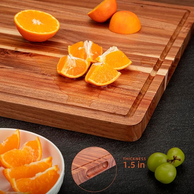 GAOMON 20x15 Inch Acacia Cutting Board for Kitchen, Large Wooden Cutting Board with Juice Groove, 1.5" Thick Chopping Board for Meat Vegetables and Cheese, Charcuterie Board