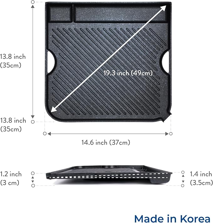 COOKKING - Master Grill Pro, Korean Traditional BBQ Grill Pan - Stovetop Nonstick Indoor/Outdoor Smokeless BBQ Cast Aluminum Grill Pan (MasterGrill Pro) (No Induction), Made in Korea