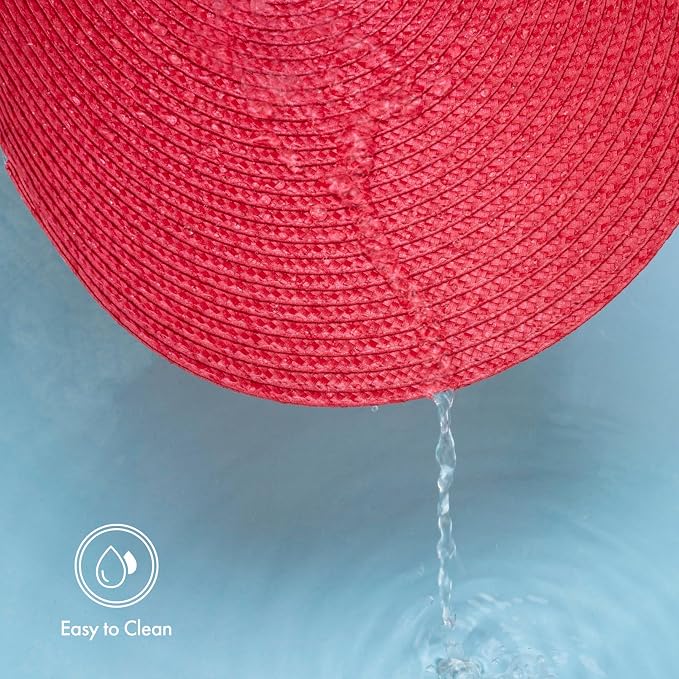 Winknowl Round Braided Placemats Set of 4 Washable Woven Heat Resistant Table Mats for Kitchen Dining Tables 15 inch Round Place Mats (Red,4pcs)