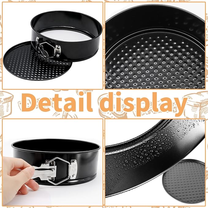 9 Inch Springform Pan Nonstick Cheesecake Pan with Removable Bottom, Round Cake Mold with 50PCS Parchment Paper for Baking Pie Cake Pizza and Quiches