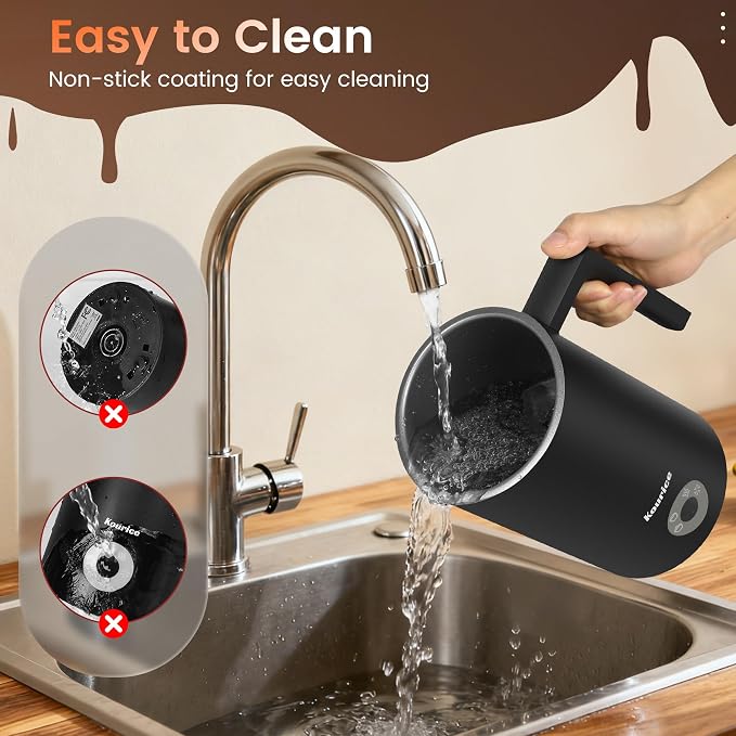 4-in-1 Electric Milk Frother & Steamer – Automatic Frother Machine, Barista-Style Hot & Cold Foam for Lattes, Cappuccinos, Iced Coffee, Quiet, One-Touch, Easy to Clean