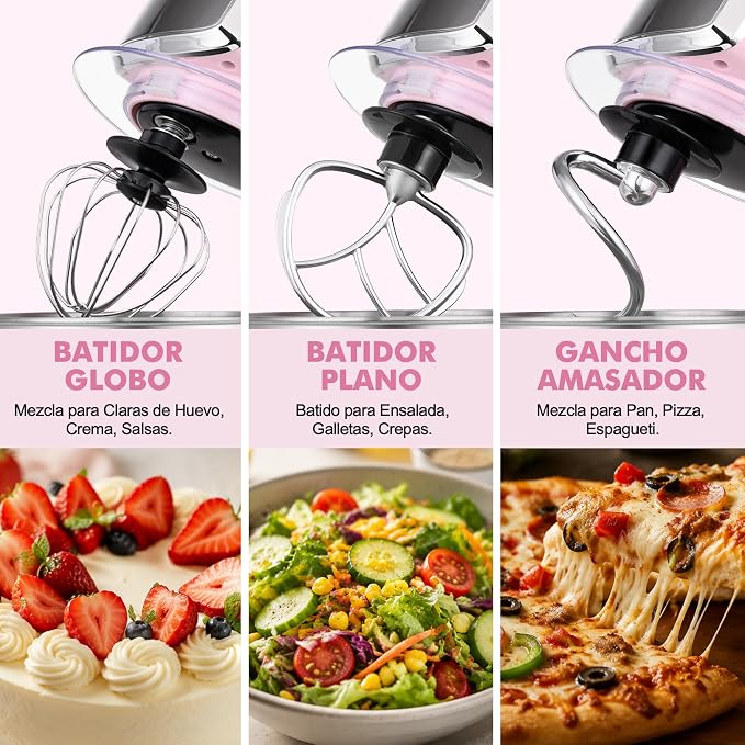 Kitchen in the box Stand Mixer,3.2Qt Small Electric Food Mixer,6 Speeds Portable Lightweight Kitchen Mixer for Daily Use with Egg Whisk,Dough Hook,Flat Beater (Pink)