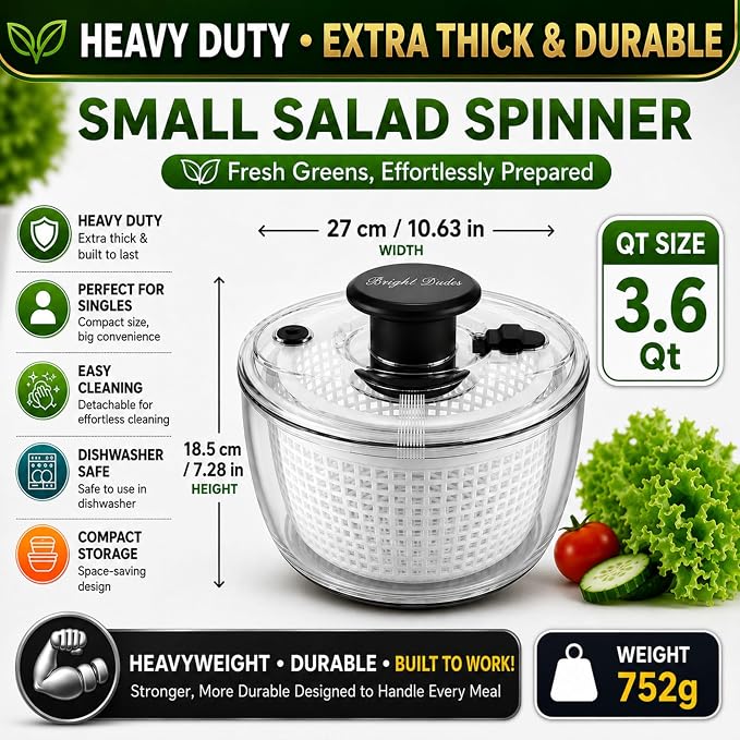Good Grips Salad Spinner 3.6L – Large Lettuce Spinner & Salad Cleaner with Bowl & Lid, Fruit Washer, Vegetable Cleaner, Strainer Bowl, Fast Drying Multipurpose Kitchen Tool