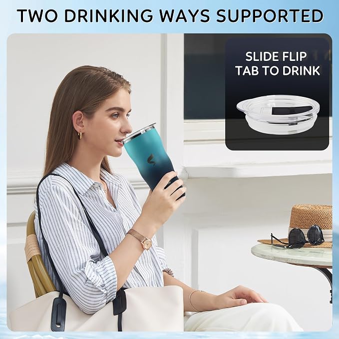 20 oz Insulated Tumbler, Straw and Flat Lids,green black | 18/8 stainless steel, double-wall vacuum insulation, BPA-free materials, reusable straw, for everyday hot and cold drinks.