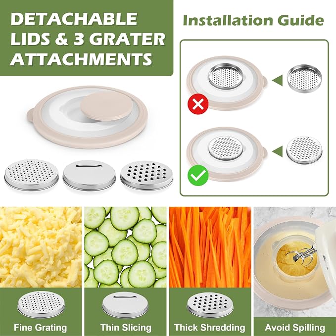 TeamFar Mixing Bowls, 3PCS Stainless Steel Serving Salad Bowls | with Lids & 3 Graters for Kitchen Mixing/Baking/Storing/Prepping, Visible & Airtight, Easy Clean - 4.5/3/1.5 QT, Khaki