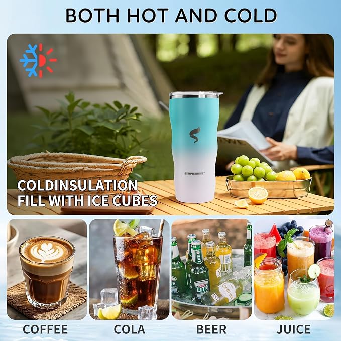 20 oz Insulated Tumbler, Straw and Flat Lids,Blue white | 18/8 stainless steel, double-wall vacuum insulation, BPA-free materials, reusable straw, for everyday hot and cold drinks.