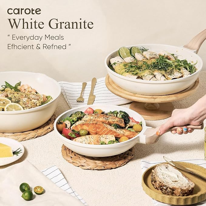 CAROTE 21pcs Pots and Pans Set, Nonstick Cookware Sets, with Egg Pan | Induction Kitchen Cooking Set, Durable, Easy Food Release, Fast & Even Heating, with Frying Pan