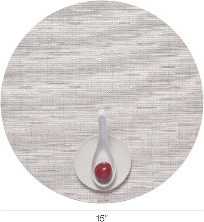 Chilewich Bamboo Placemats Set of 4, Round Woven Placemats | Reusable, Stain-Resistant, Indoor/Outdoor Tabletop Protection, 15", Coconut