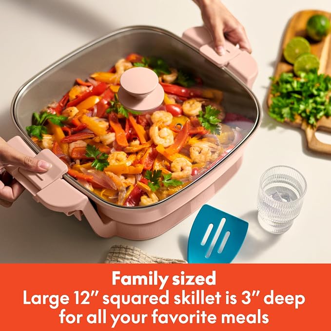 bella Fits-Anywhere™ SAUTE Make & Take Skillet, Non-Toxic Ceramic, Blossom