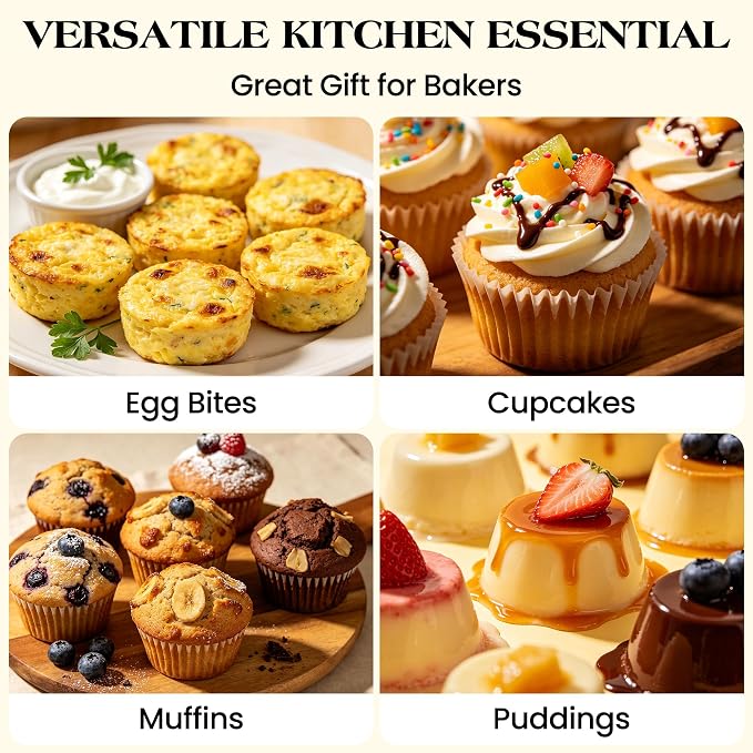 2 Pcs Silicone Muffin Pan with Metal Frame Nonstick 12 Cup Regular Size Cupcake Pan Silicone Muffin Tray for Baking Egg Bites Muffins Cupcakes Gifts for Mom Home Baker Kitchen (Cream) | Metal Frame, Nonstick, For Baking Egg Bites Muffins Cupcakes, Gift...