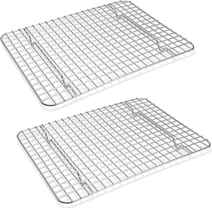 P&P CHEF 11.75 Inch Stainless Steel Cooling Baking Rack Set of 2 | Grid Cooking Racks for Griddle Roasting Grilling Warming, Good for Friends or Family, Oven & Dishwasher Safe, Heavy Duty