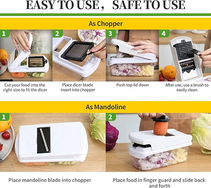 18-in-1 Vegetable Chopper Mandoline Slicer for Kitchen, Food Chopper with Container, Veggie Cutter, Onion Mincer Tomato Dicer, Fruit Slicer Spiralizer, Cheese Grater, Kitchen Gadgets House Essentials