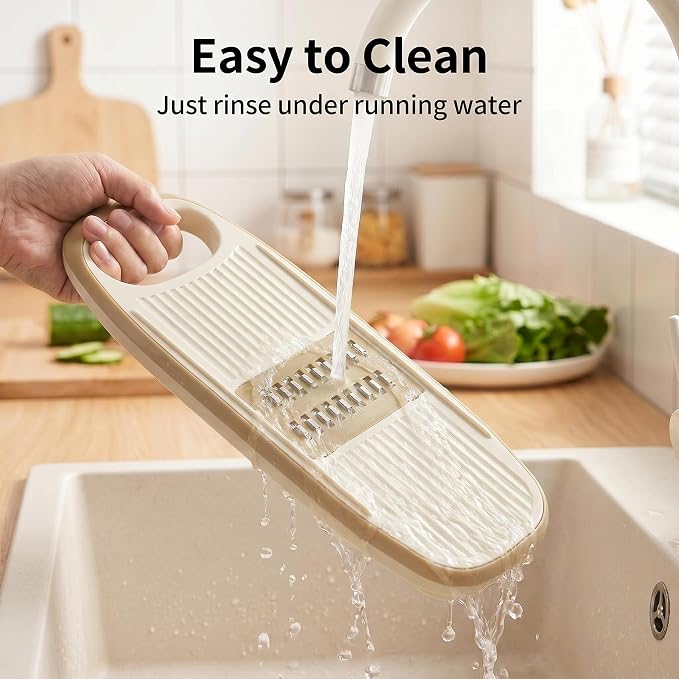 NACOLUS Handheld Mandoline Slicer for Kitchen,3 Blades with Hand Guard | cute kiwi style vegetable slicer,3 blades,slice/shred,self stores blades,safety guard,Perfect for small kitchens,gifts