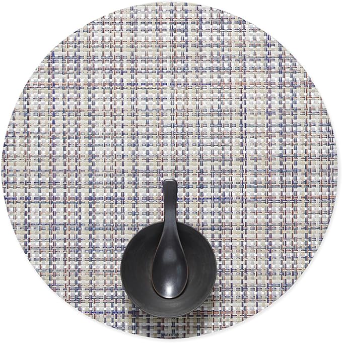 Chilewich Basketweave Placemats, Woven Round Placemats Set of 4 | Reusable, Stain-Resistant, Indoor/Outdoor Tabletop Protection, Bon Bon, 15"