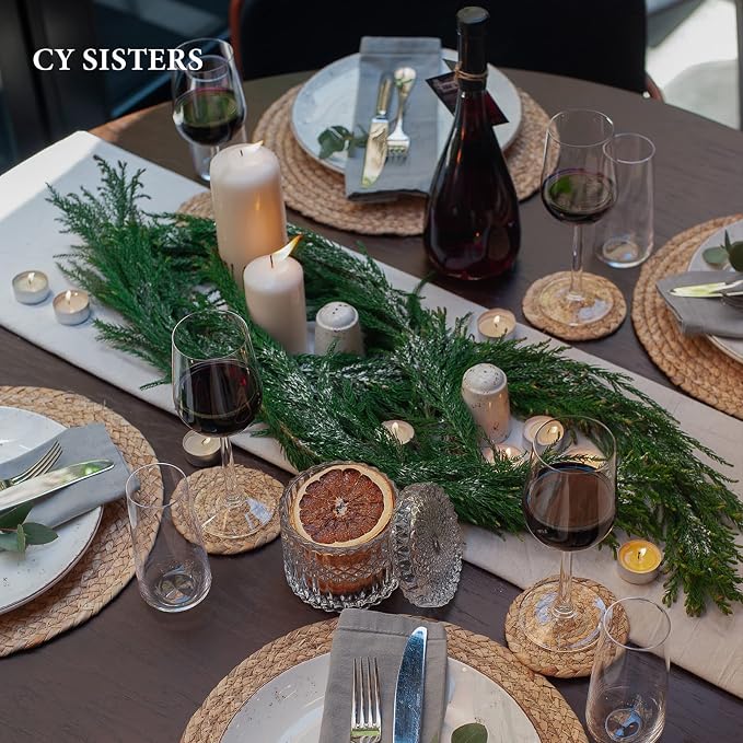 Woven Placemats Set of 4 Rattan Placemats Rectangle Natural Placemats Wicker Heavy Braided Straw Placemat Farmhouse Square Plates Place mats for Indoor/Outdoor Patio Table 17.7'' X 11.8''
