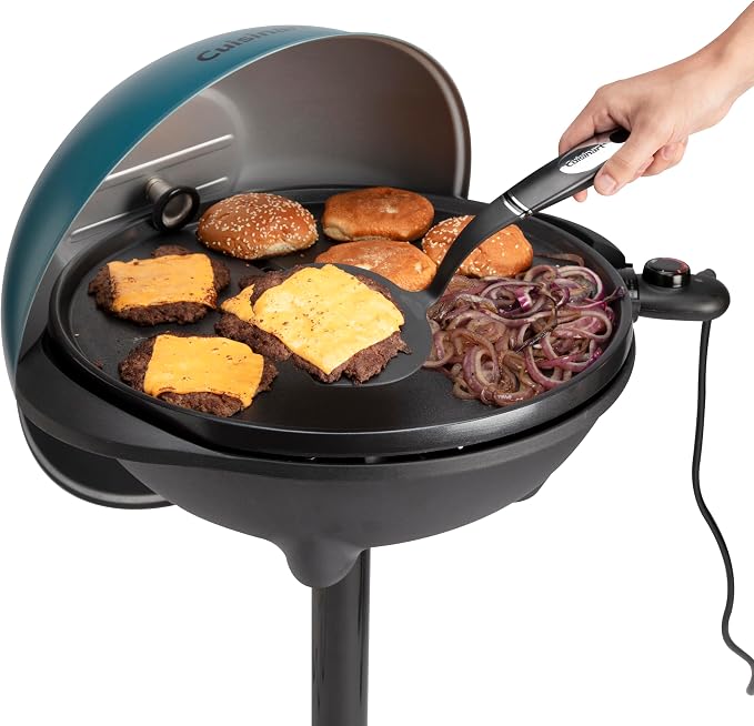 Cuisinart Indoor/Outdoor Electric Griddle, 2-in-1 Portable BBQ with Flat Top Nonstick Cooking Surface, Adjustable Heat, Stand/Tabletop Options for Cookouts, Barbecues & Small Spaces, No Tools Needed