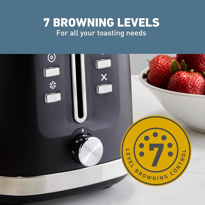 West Bend Toaster 2-Slice Extra-Wide and Deep Slots with 3 Functions and 7 Shade Settings Manual Toast Lift Lever Auto Shut-Off and Removable Crumb Tray, 750-Watts, Black