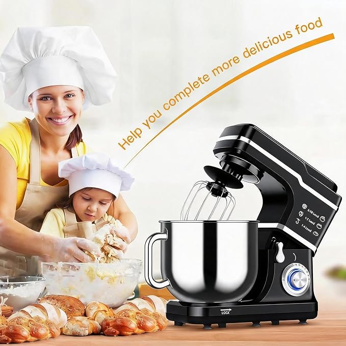 Stand Mixer Dough Mixer 7QT 660W 10-Speed Tilt-Head Dough Mixer, Electric Kitchen Mixer with Stainless Bowl, Hook, Whisk, Beater & Splash Guard, Black (black)