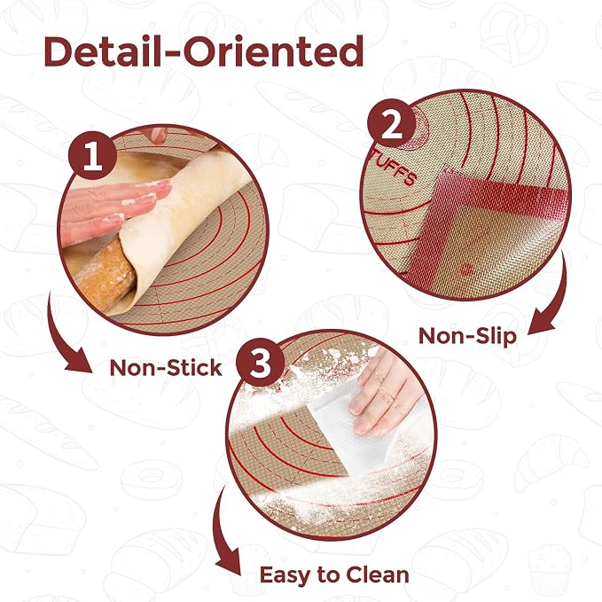 Koolstuffs Sourdough Silicone Bread Sling Set with Pastry Mat, 3 Pack | 26" x 16" Pastry Mat for Dough Prep, Round and Oval Slings for Dutch Ovens, Long Handles, Nonstick Reusable Design