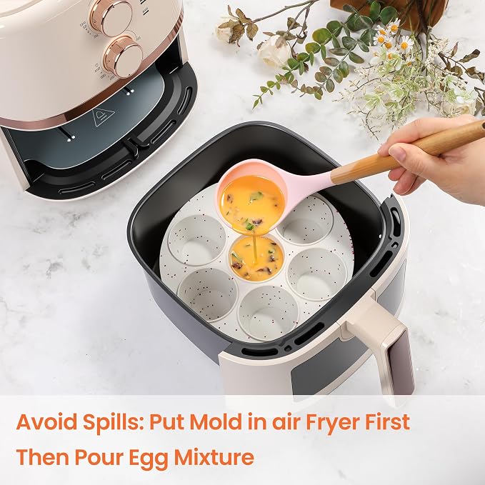 CAKETIME Silicone Muffin Pan for Air Fryer Oven, 7 Cups, 2 Pack | Nonstick, For Egg Bites, Muffins, Cupcakes, Mini Quiche