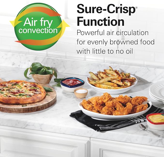 Hamilton Beach 4 Slice Countertop Air Fryer Toaster Oven Combo | Air Fry, Bake, Broil, Toast | 30 Minute Timer | Automatic Shut Off | 200 to 450ºF Adjustable Temp | Stainless Steel | 31403J