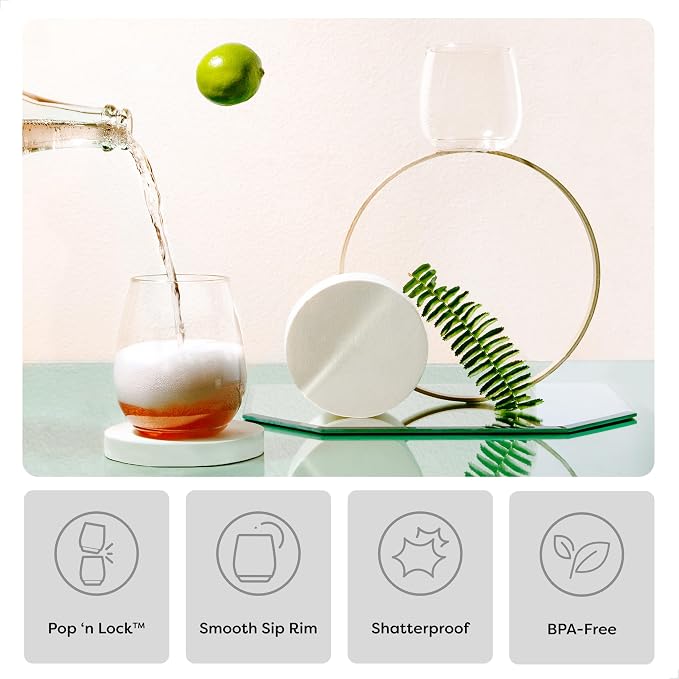 TOSSWARE POP 18oz Stemless Wine Glass Set of 48, Premium Quality, Recyclable, Unbreakable & Crystal Clear Plastic Wine Glasses