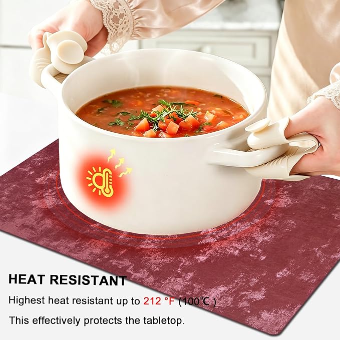 Faux Leather Placemats Set of 4, 11.8"x17.7", Burgundy | Reversible Table Mats, Waterproof, Stain & Heat Resistant, Easy Clean for Dining, Gatherings, Outdoor