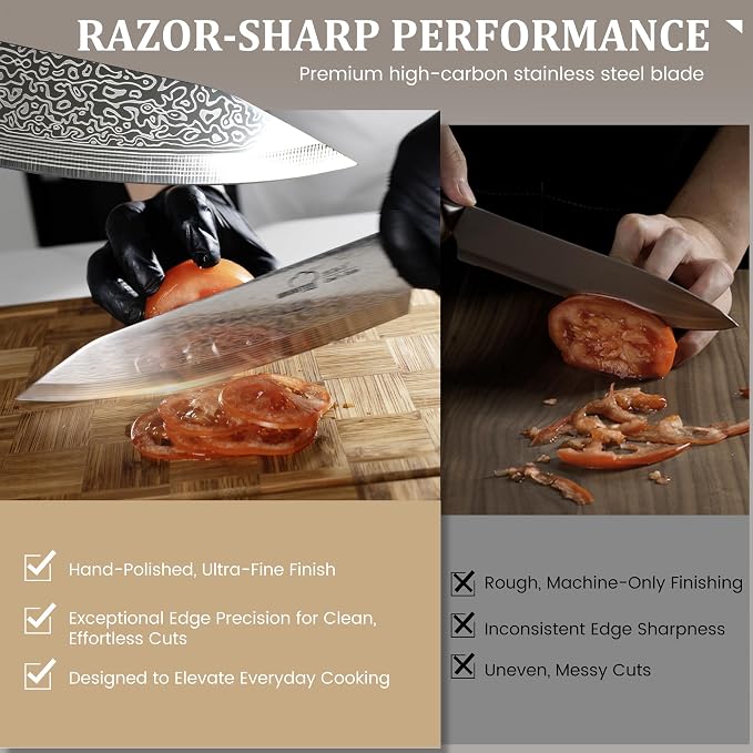 22 Pieces Knife Block Set with Built-in Sharpener | Built-in Sharpener Block, Dishwasher Safe, High Carbon German Stainless Steel, Laser-engrave, Kitchen Weddings Birthdays Gift