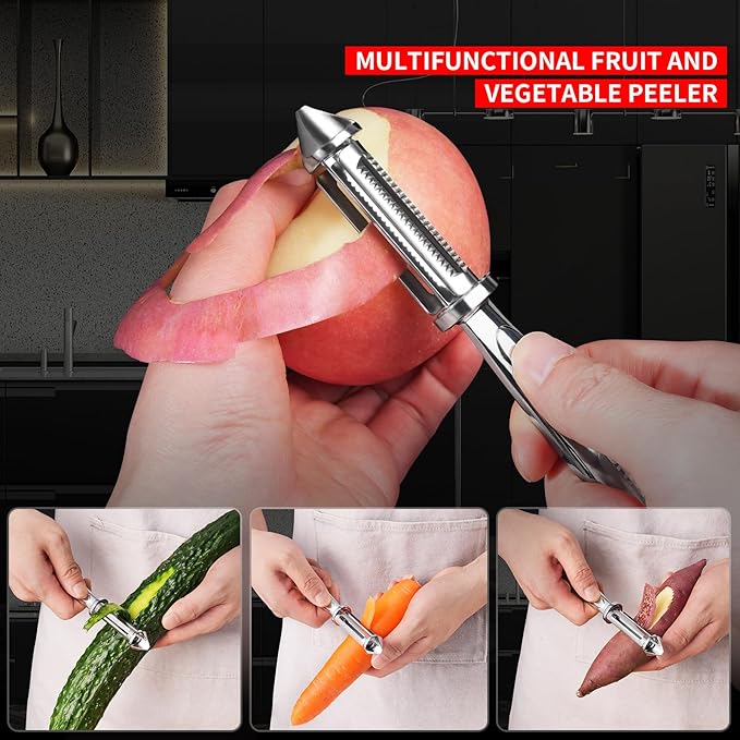 MAD SHARK Vegetable Peeler, Potato Peelers, I-Shaped Ultra Sharp | Stainless Steel Blades Peelers, Orange Peeler for Kitchen, Veggie, Fruit, Garlic, Carrot, Apple Peeling 2pcs
