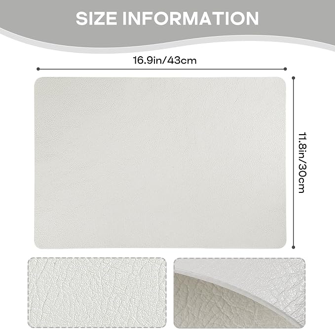 Faux Leather Placemats Set of 6 Heat Resistant Table Mats 17×12 Inch | Waterproof & Wipeable Place Mats Set of 6 Dual Sided Table Placemats for Kitchen Dining Decor Indoor & Outdoor 43×30 CM Cream