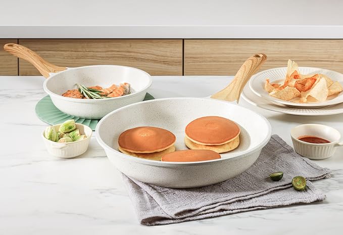 SENSARTE Nonstick Ceramic Cookware Set, 13-pcs Non-toxic Pots and Pans Set | Healthy Kitchen Cooking Set with Stay-Cool Handles, Silicone Tools and Pot Protectors, PFAS Free