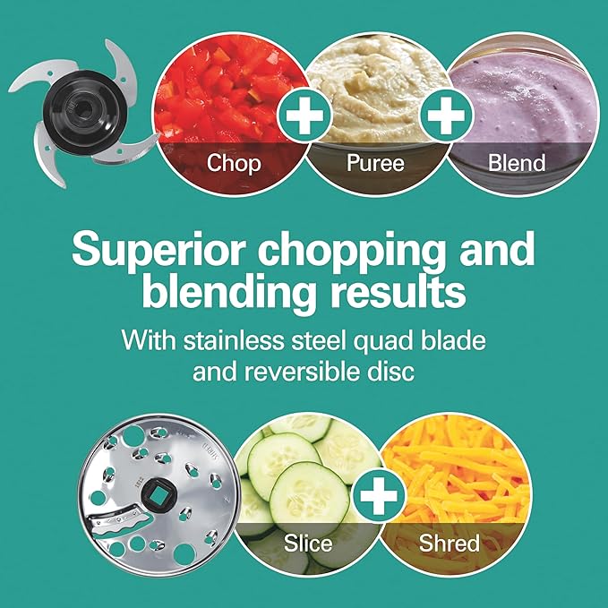 Hamilton Beach Stack & Snap 4-Cup Mini Food Processor & Vegetable Chopper | 250 Watts | Stainless Steel Quad Blade | Easy-Assembly Leak-Proof Bowl | Slicing, Shredding, and Puree | Black | 70510