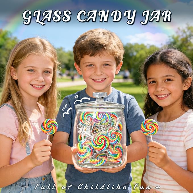 Cookie Jar with Airtight Lids, Half Gallon Glass Jar 1 Pack | 64 Oz Wide Mouth Mason Jar, Sourdough Starter Jar, for Kitchen Pantry & Laundry Room Storage, for Candy, Flour, Dog Treats