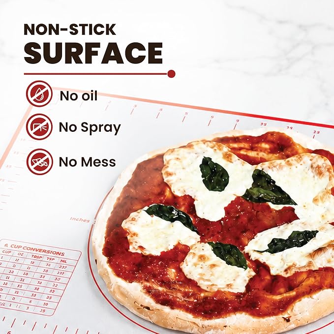 Silicone Baking Mats - Non-Stick Pastry Mat, 3/4 Sheet Size, Pack of 3 | Non-Stick Pastry and Dough Mat with Measurement Guides, Silicone Mat and Baking Essentials, Medium Size Pack of 3 (19" x 13")