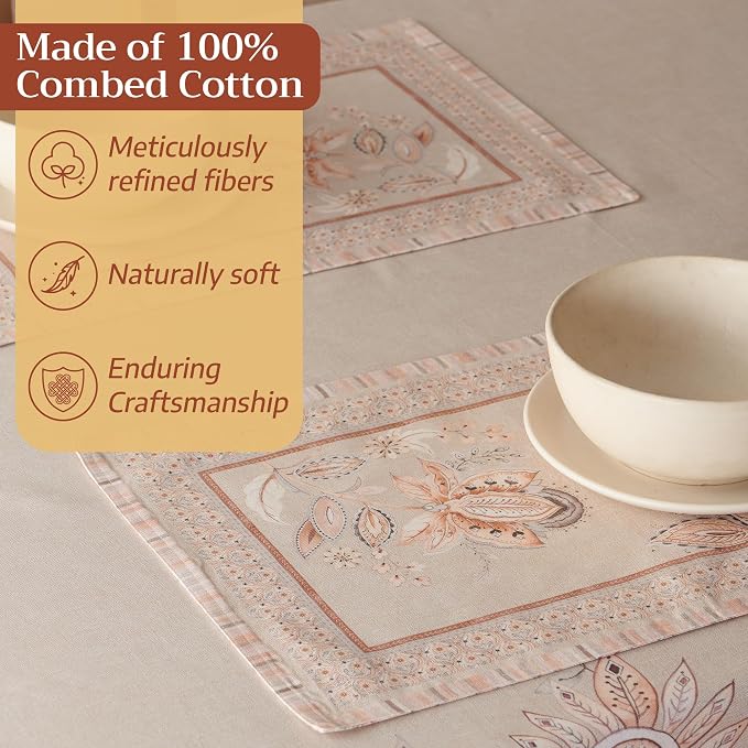 Maison d' Hermine Placemats Set of 4 Reusable 100% Combed Cotton (13"x19") | Cloth Place Mats Washable Table Mats for Kitchen Dining Party Wedding Hotel Home Restaurant Spring Summer - Society Florals