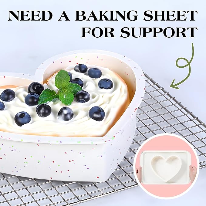 6 Inch Small Heart Shaped Cake Pans Silicone for Baking, 2 Pcs | Nonstick, Easy to Clean, BPA-free, Heat Resistant up to 446℉, Durable