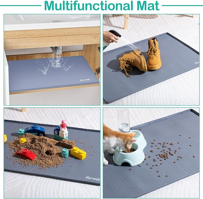 Silicone Under Sink Mat, 34"x22", Waterproof Cabinet Liner, Grey | Shelf Liner, Cabinet Protector, Home Organizer, for Kitchen, Bathroom, Multipurpose, Leak Proof, Easy Clean, Drip Tray, Clean