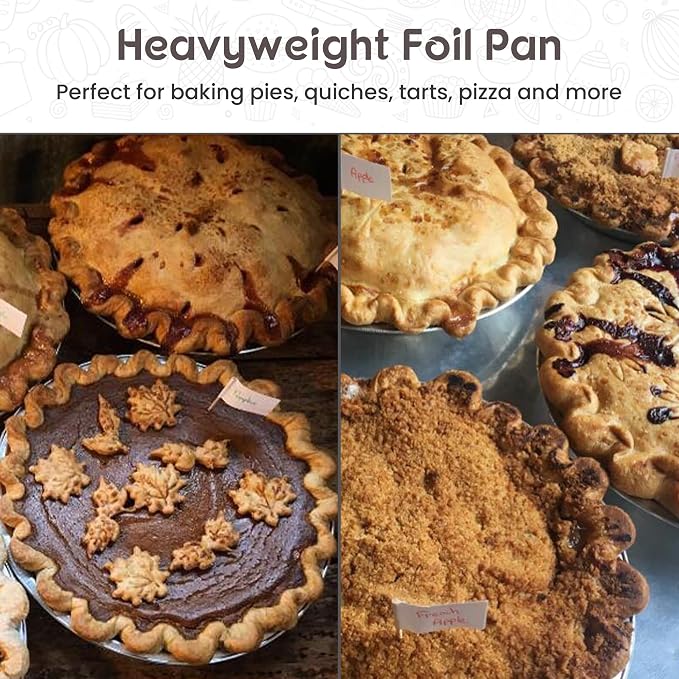 KitchenDance Disposable Heavyweight Aluminum Foil Pie Pan - 36 Ounces Round Baking Pan Perfect for Homemade Cakes, Pies - Aluminum Foil Pan for Baking, Storing, and Preparing Food #1070 (500, Silver)