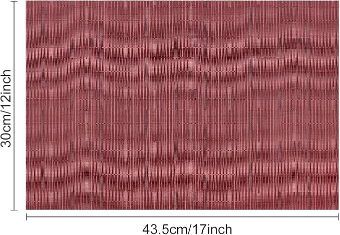 Myir JUN Placemats Set of 6 Kitchen and Dining Table Placemats | Vinyl Placemats Place Mats Indoor/Outdoor Set of 6 Washable Table Mats Non-Slip Place mats for Dining Table, Red