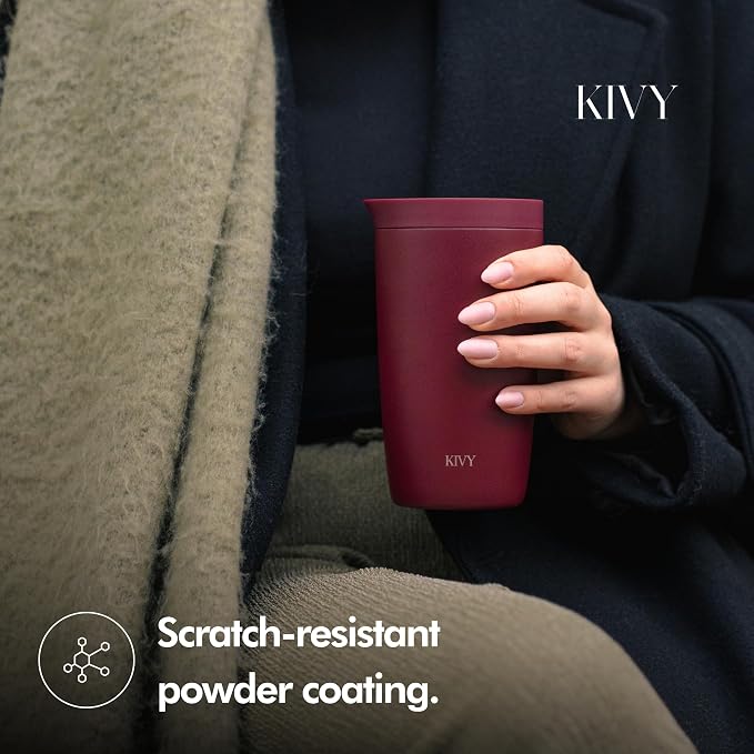 KIVY Travel Coffee Mug Tumbler [24h Cold | 6h Hot] Insulated Coffee Tumbler Stainless Steel - Leak Proof Coffee Travel Mug - 16oz Insulated cup to go for hot & cold drinks - Cups for Women & Men