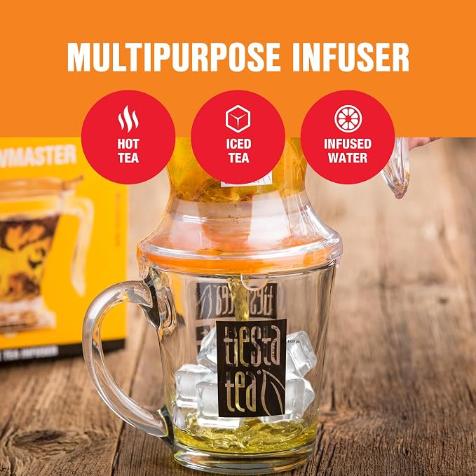 Tiesta Tea Brewmaster Infuser, Large Strainer for Loose Leaf Tea | Fine Mesh Bottom Dispensing, Microwave & Dishwasher Safe, Reusable Steeper, Loose Leaf Holder, 16 Oz