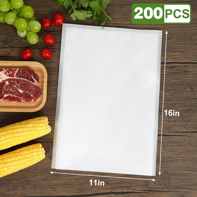 Vacuum Sealer Bags for Food Storage, 11" x 16" Vacuum Seal Bags, 200 Count | 3Mil Embossed BPA-Free Puncture-Resistant Bags, Universal Fit for Sous Vide, Meal Prep, Freezer Storage & Food Preservation
