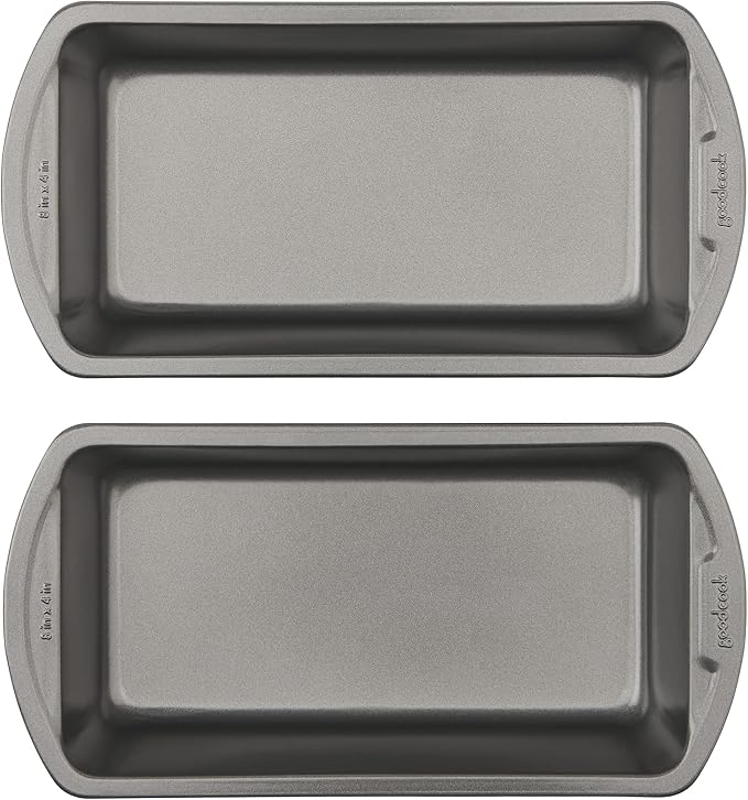 GoodCook Nonstick Loaf Pan 8 x 4-Inch Heavy-Duty Steel Bakeware with Easy-Clean Non-Stick Coating,Oven & Dishwasher Safe Pan for Meatloaf Breads Lasagnas Casseroles & More,Set of 2,Gray,(Pack of 12)
