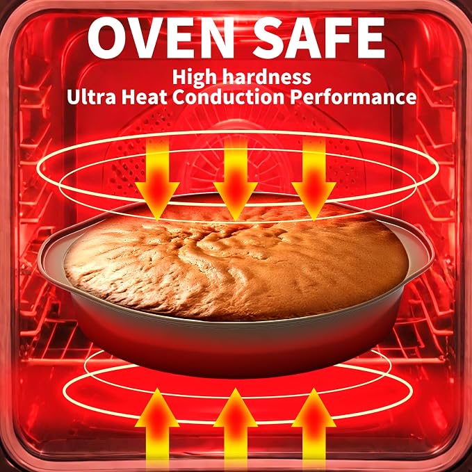 6 Inch Cake Pan, 3PCS Nonstick Round Cake Pans with 50 PCS Parchment Paper, Durable Birthday Circle Cake Baking Pan with Handle for Multi-Layer Cakes, Dishwasher Safe (Gold, 6")